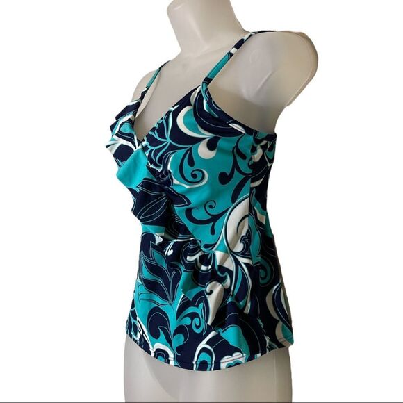 Vintage Jamaica Bay 1990s Ruffled Front Paisley Print Tankini Swim Top 8 - Picture 3 of 16